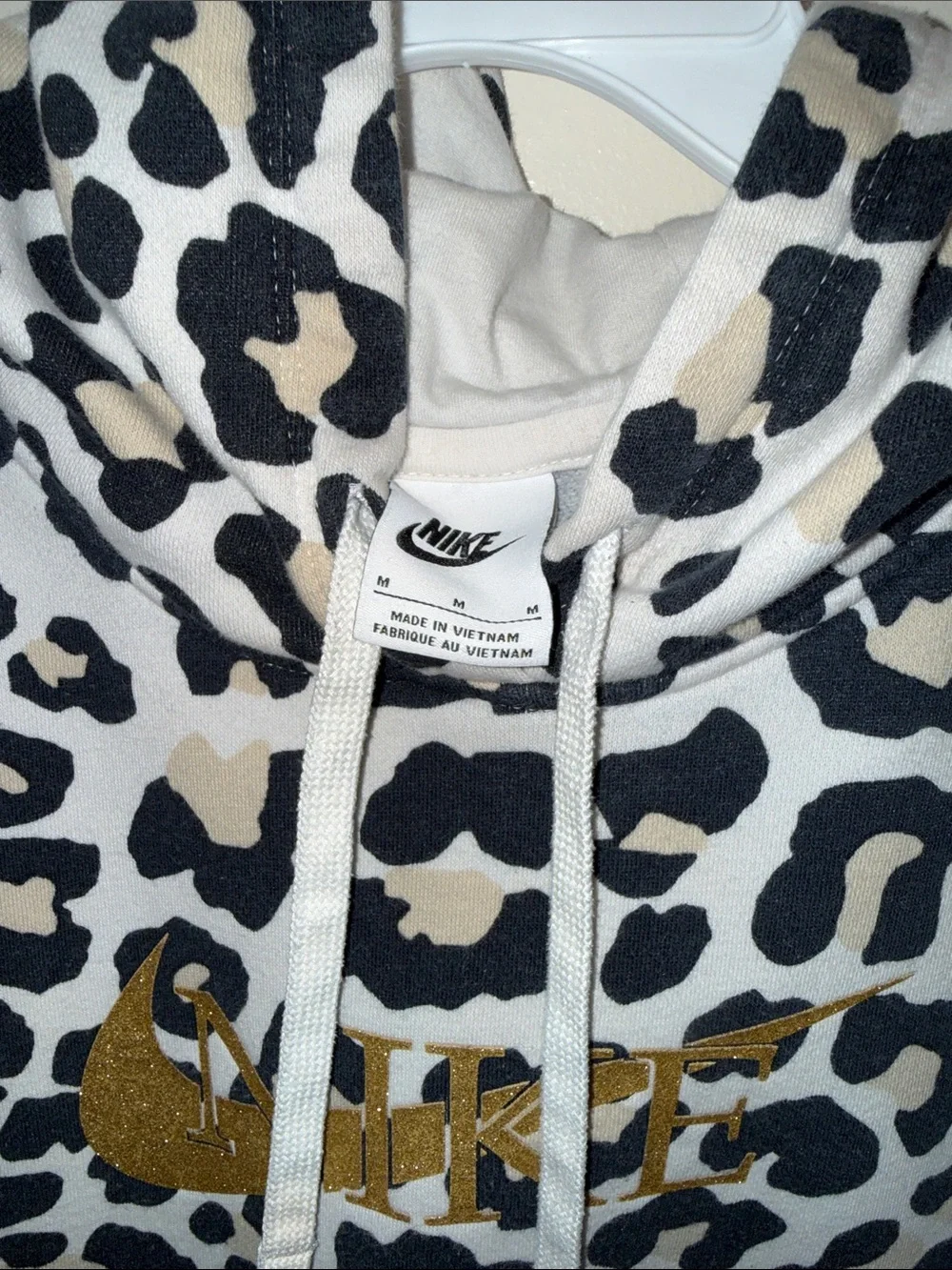 Nike Leopard Print Hoodie with Metallic Gold Swoosh
